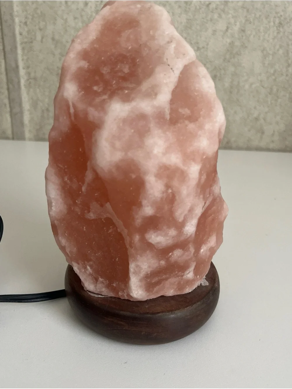 Himalayan Salt Lamp Pink Crystal Rock On Wooden Base Dimmable Switch 7” 3 Pound